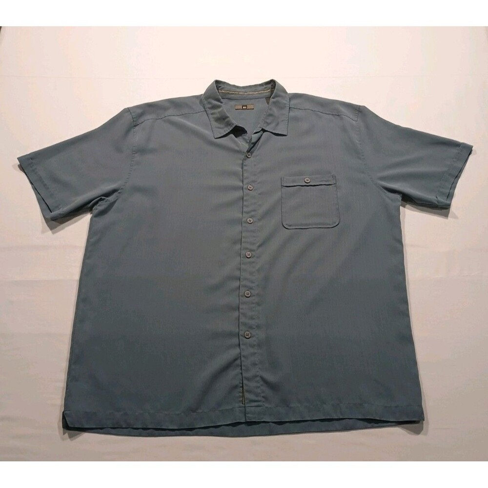 REI Co-op Men's XL Short Sleeve Button Down Shirt Rayon Blend Est 1938 Teal